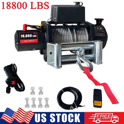 18800 LBS 12V Electric Winch 78Ft Steel Cable Truck Trailer Towing Off-Road UTV