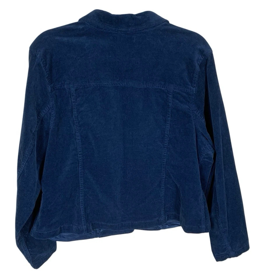 Women's Relativity Blue Corduroy Long Sleeve Button Front Jacket Size 1X - Image 2 of 4