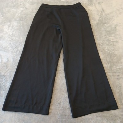 Old Navy Ankle Pants Womens Size 16 Black Satin Wide Leg Side Zip