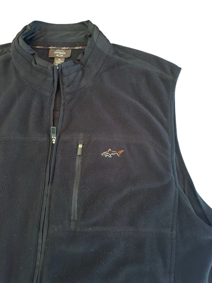 Chaleco de golf Greg Norman For Tasso Elba XL negro polar cremallera completa 3 bolsillos para hombre Foto 2 de 4