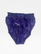 Vintage Victoria s Secret High Cut Purple Lace Satin Panties Sz S Gold Label