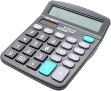 Desk Calculator, 12-Digit Solar Battery Office Calculator with Large LCD Display