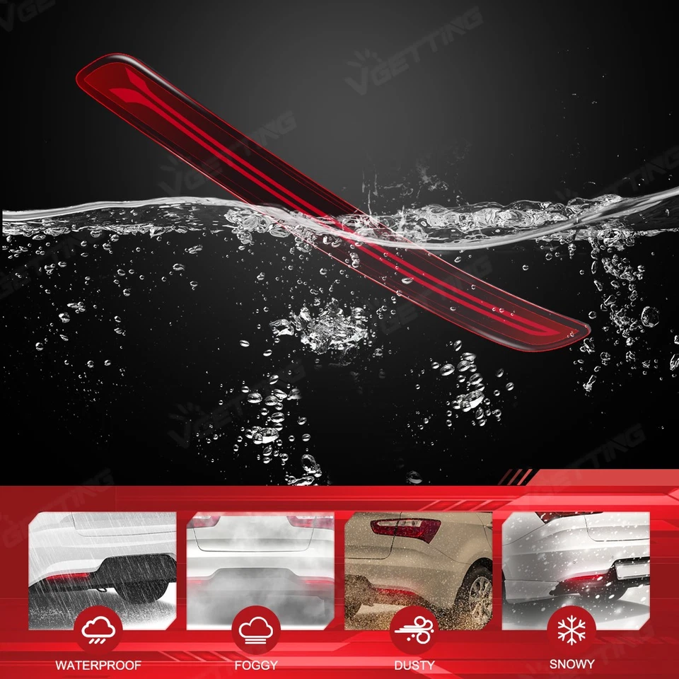 LED Rear Reflector Brake Light Red Lens For Kia Rio 2012-2015 Seden Model Only - Imagen 3 de 4