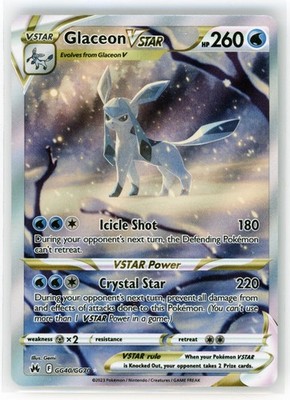 Pokemon Glaceon VSTAR GG40 Crown Zenith Galarian Gallery Ultra Rare Holo