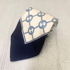 GUCCI Tie Silk Navy GG Logo