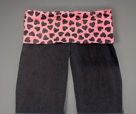 Y2K Victoria's Secret Love PINK Vtg Foldover Yoga Pants Flare pink heart Medium