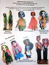 NG Creations Sew Pattern #3 Outfits Jeans fits Monster High Boy & Girl Dolls