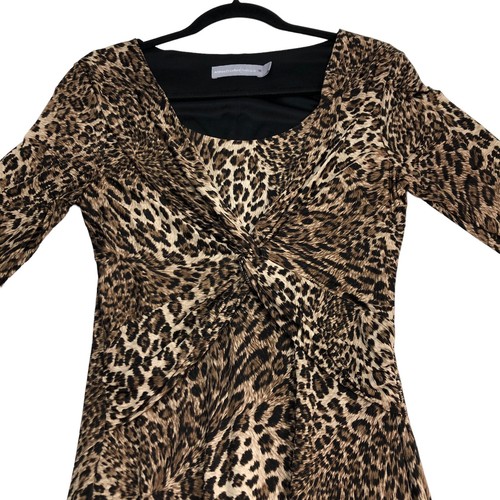 Anthea Crawford Size 10 Women's Dress Leopard Print Stretch Fabric Fully Lined - Picture 4 of 12