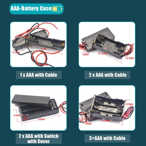 Batteries Box Case Storage With Wire Switch 1 ~ 8 x AA/AAA/18650 Battery Holder - Picture 8 of 19