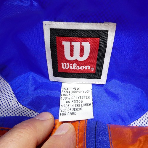 Vintage Wilson Jacket Size 4X Blue Orange Color Block Windbreaker Full Zip 90s - Picture 4 of 7