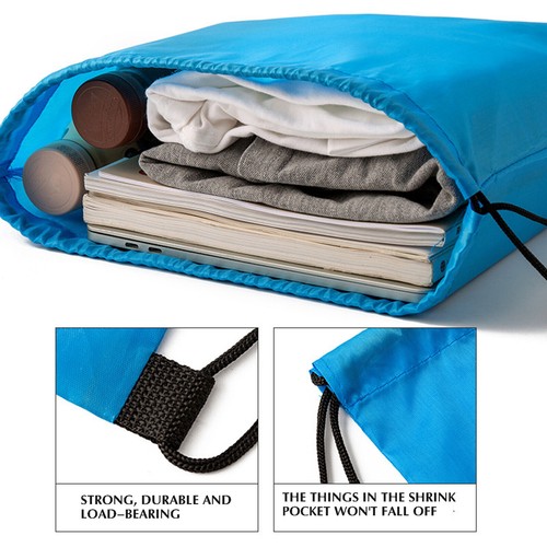 Waterproof Sport String Drawstring Bag Pack Sack School Gym Tote Casual Backpack - Picture 6 of 14