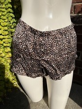 NWT Victorias Secret LEOPARD 100 SILK PJ Shorts M White Label Ruffle