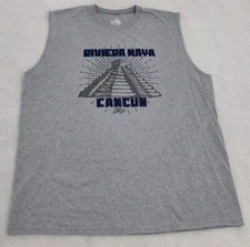 Riviera Maya Cancun Mexico T-Shirt Men's Size XXL Gray Sleeveless Pyramid Summer