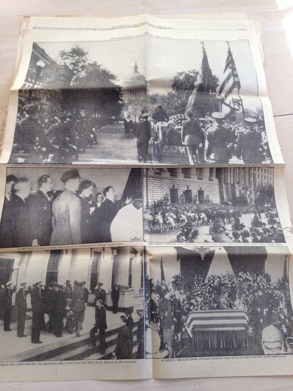 FDR DIES, ORIGINAL  NEWSPAPER ACCOUNTS DEATH of FRANKLIN DELANO ROOSEVELT