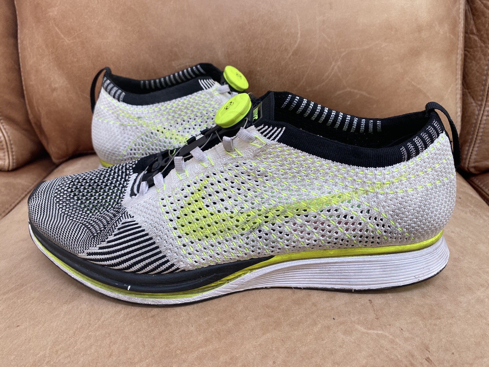 all white flyknit racer