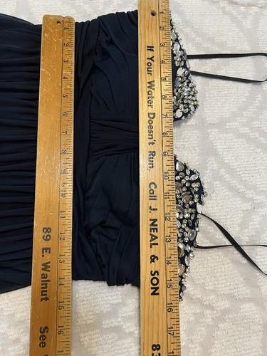 CITY STUDIO Dress Prom Formal Navy Blue Rhinestone Strapless Long Sz 11 Lined - Picture 14 of 14