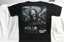 PANCHO VILLA TRAIN GUN REVOLUTIONARY I WANT YOU GOLD AND GLORY T-SHIRT