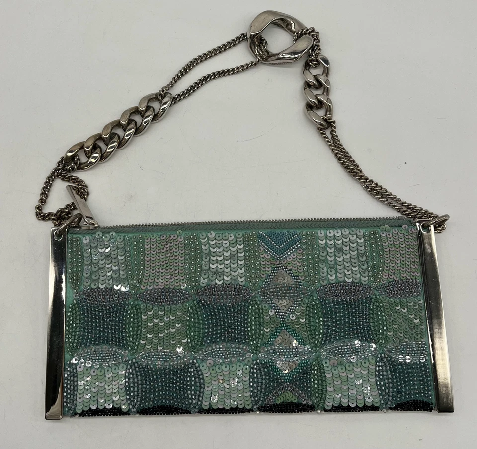 Bolso de Mano Giorgio Armani DAÑADO Azul Lentejuelas Adornado Noche  Foto 2 de 4