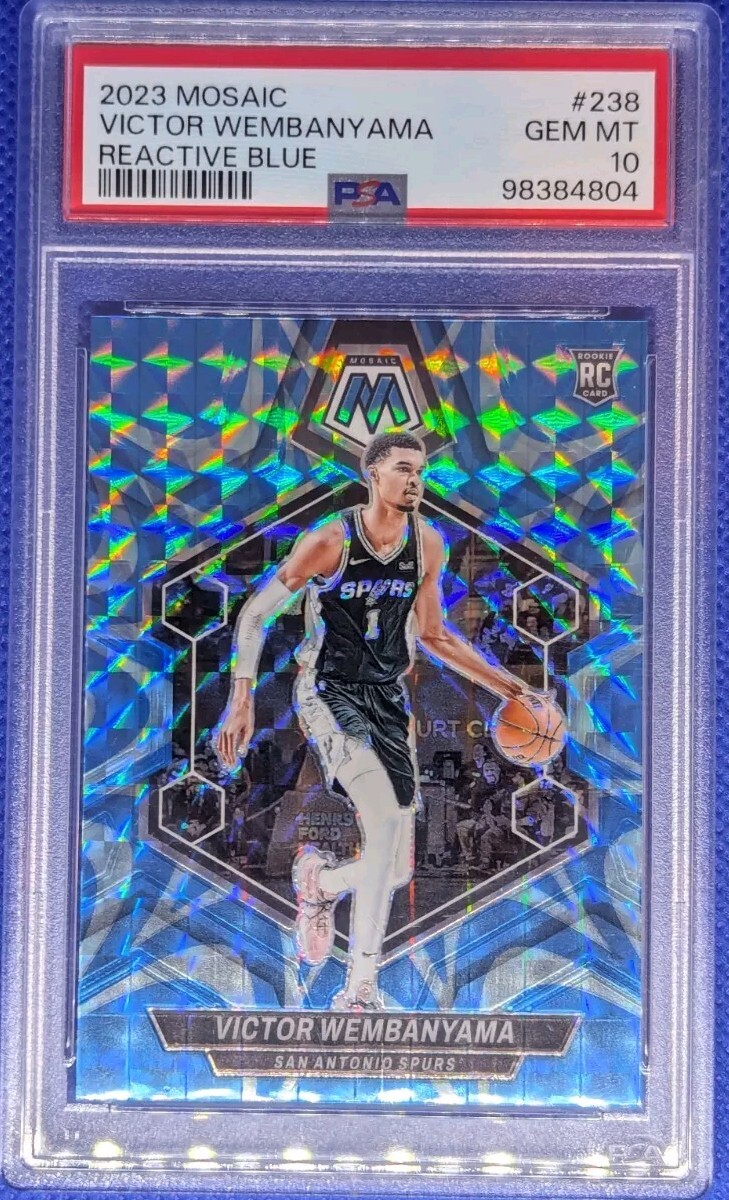 2023-24 Mosaic VICTOR WEMBANYAMA RC #238 Reactive Blue PSA10 San Antonio Spurs