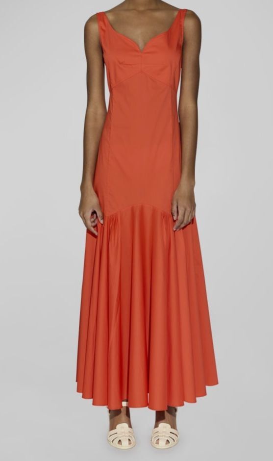 CALLAS Milano Women's Orange Kinley Sleeveless A-Line Maxi Dress Size 44
