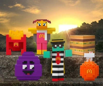 Minecraft x McDonald's Figuren mit Code Birdy Wings Ente Fry Helmet Pommes Helm