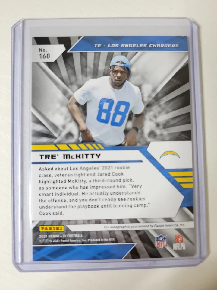 Tre McKitty 2021 Panini XR Rookie Autographs SP 117/199 🔥 Chargers 🔥 - Image 2 of 2