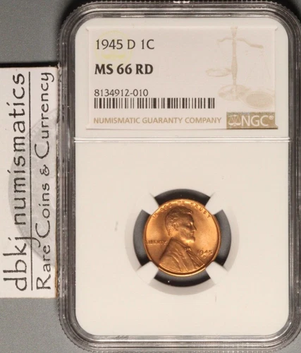 1945 D - Lincoln Wheat Cent Penny 1 ¢ - NGC - MS 66 RD - dbkjF