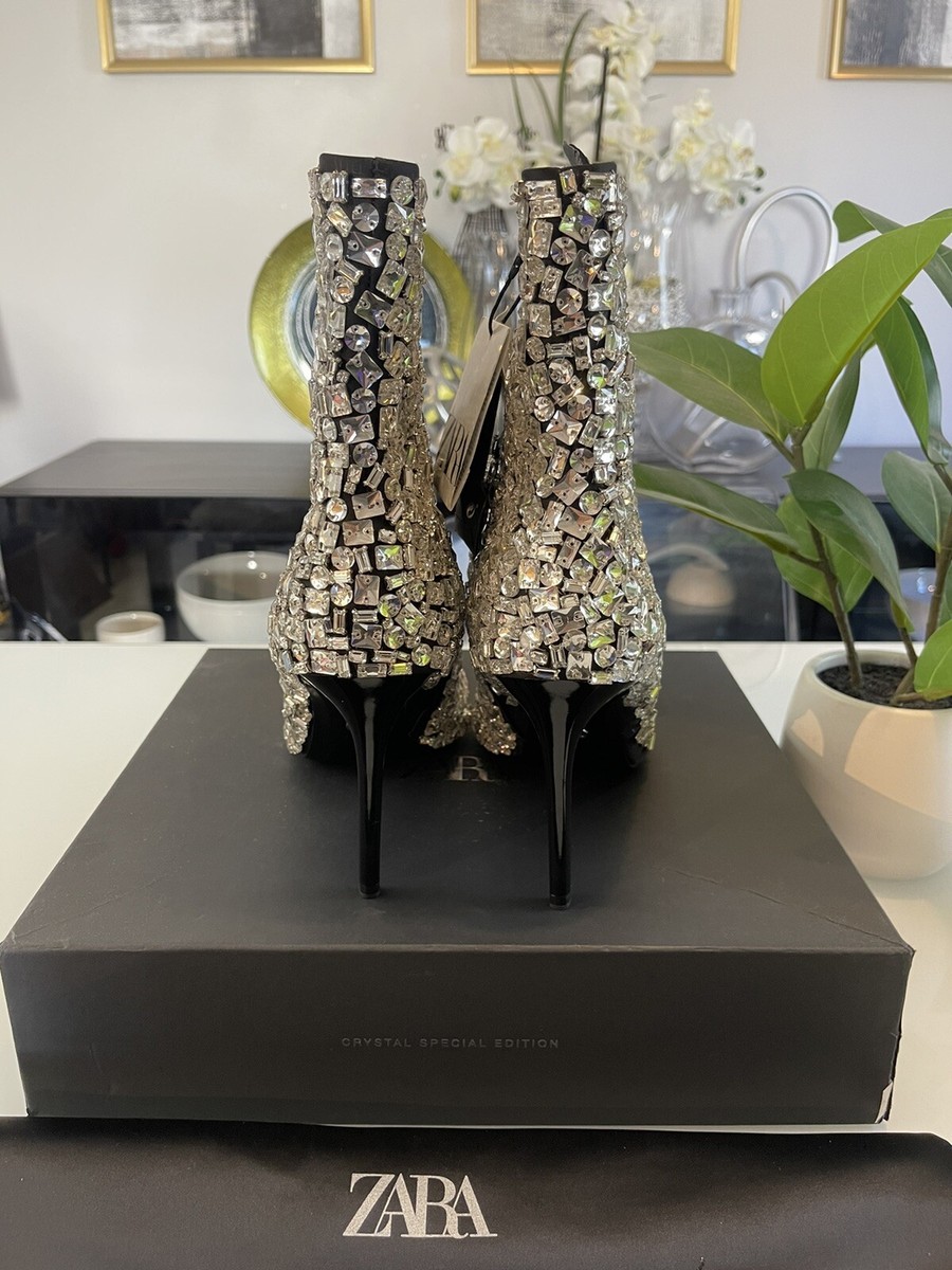 Zara Crystal Heeled Ankle Boots Special Edition | eBay