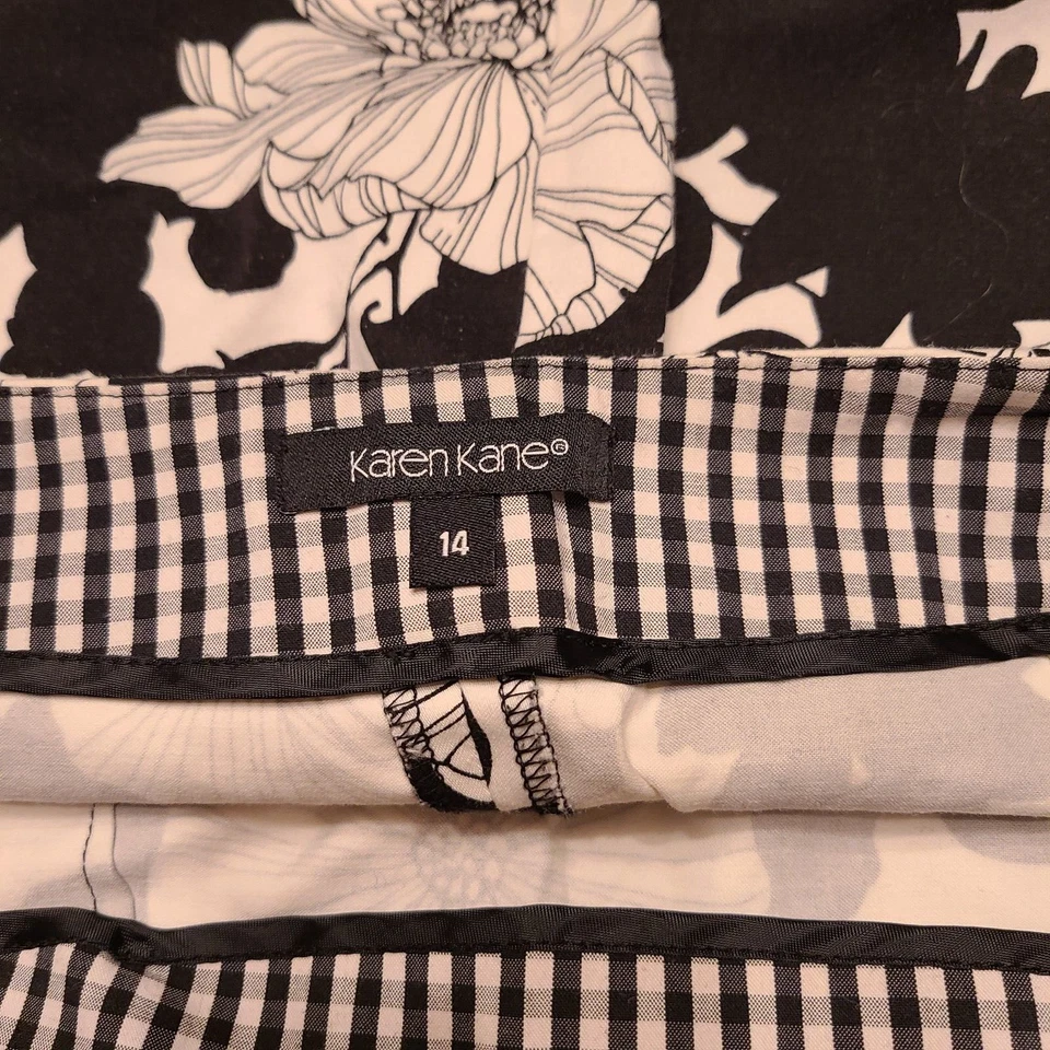 Черно-белая смелая хлопковая юбка-карандаш Karen Kane поп-арт с цветочным рисунком размер 14 - Изображение 3 из 4