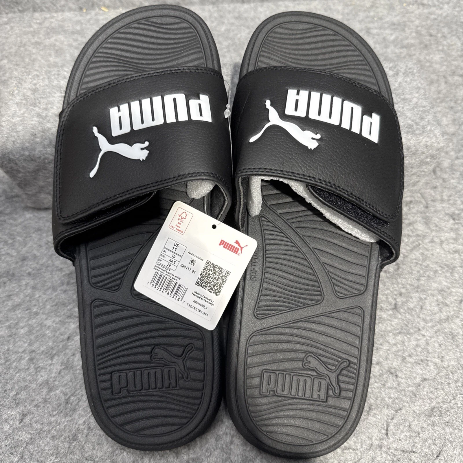 Puma Sandali Slide Uomo Cool Cat 2.0 Nero Bianco Taglia 11