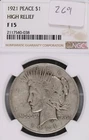 1921 Peace Silver Dollar High Relief NGC F-15 #038