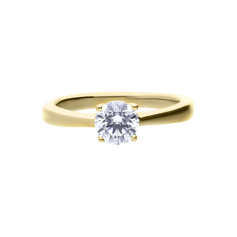 Diamonfire Solitaire Ring R3866 - Sterling Silver Gold Tone 0.75ct Zirconia
