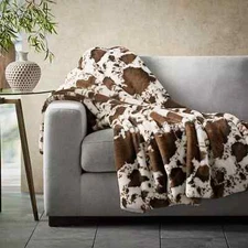 Member's Mark Hotel Premier Luxury Faux Fur Oversized 60"x70" Brown Cow Throw