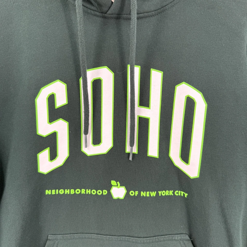 SOHO Hoodie H&M Medium Green Neon Women Men South of Houston Street - Imagem 4 de 4