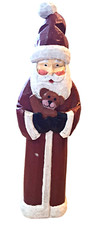 Vintage Rustic Folk Art Carved Saint Nick Santa Claus 8" Tall Painted