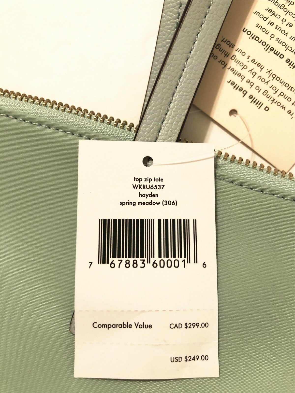 Kate Spade Hayden Top Zip Tote Nylon SHOPPER Spring Meadow Aqua
