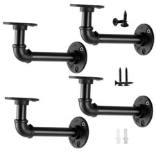 4 Pack Industrial Pipe Shelf Brackets Floating Metal Shelving Support