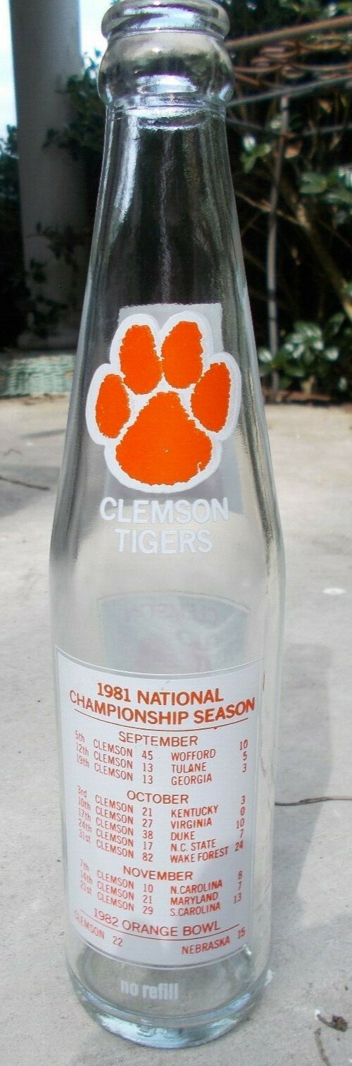 Empty 1981 Clemson University Tigers Coke Bottle National Champions