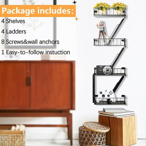 Fire Escape Shelf Fire Escape Wall Shelf Wall Mounted Floating Shelf Black Me... - Picture 5 of 12