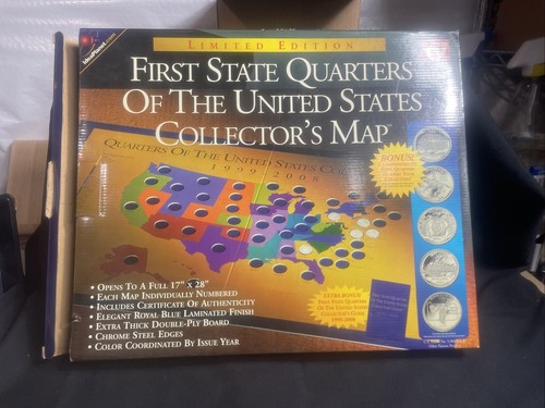 First State Quarters Of The United States Collector's Map 1999-2008 With Papers - Picture 1 of 7