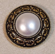 Vintage West Germany Scarf Clip Faux Pearl Gold Tone Classic