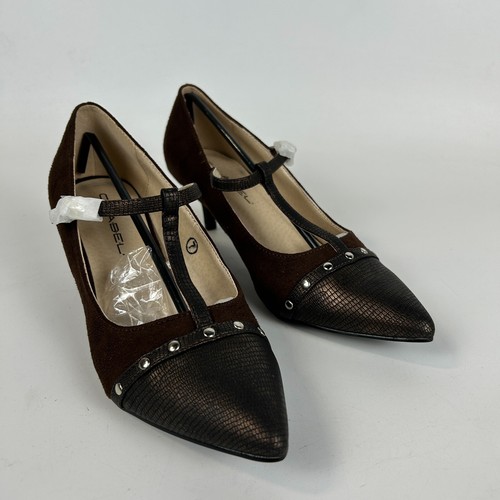 C Label Womens Kitty Heel Pumps Size 7 Brown Suede Pointed New With Box - Picture 2 of 17