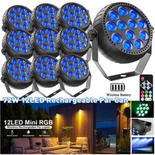 10PCS Rechargeable 72W 12LED RGB Battery Par Stage Light Party DJ Show Wireless