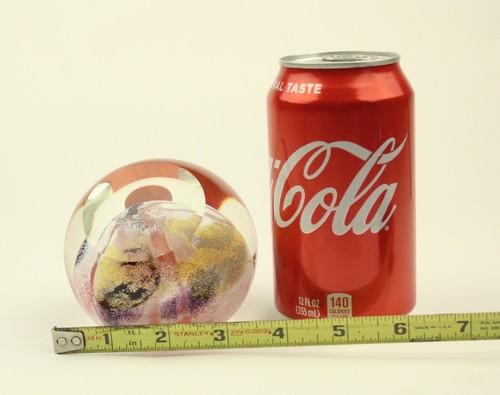 2016 Stuart Abelman Planet Moon Lava Paperweight Iridescent Art Glass Signed - Picture 14 of 15