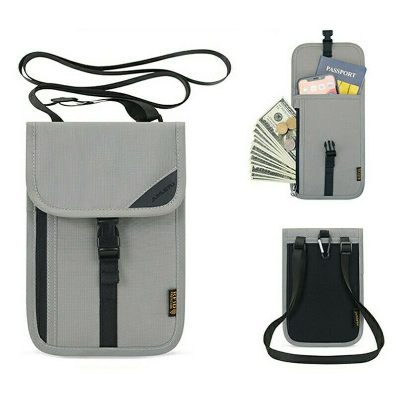 RFID Blocking Passport Holder Neck Pouch for Secure Travel-image