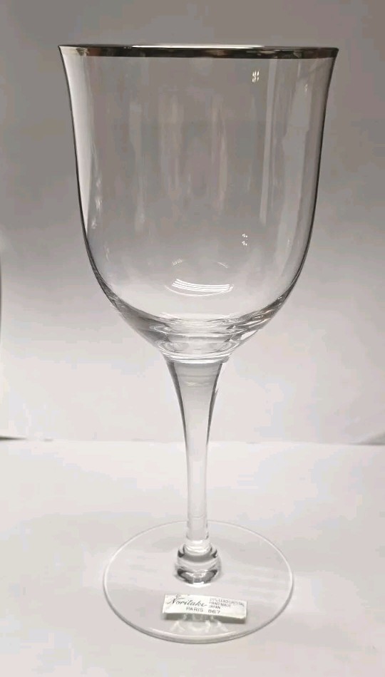 1 Noritake Paris 867 Crystal Water Goblet Stemware 7.5" Platinum Trim