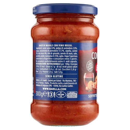 SUGO PRONTO BARILLA RAGU CONTADINO POMODORO ITALIANO SALSA SUGHI PER PASTA 300 g - Foto 3 di 9