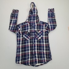 Boston Traders Jacket Womens Small Black Purple Sherpa Lined Flannel Hooded