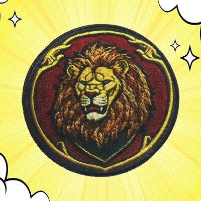 Lion Crest Patch Medieval Coat of Arms Sublimated Iron-On Badge Applique