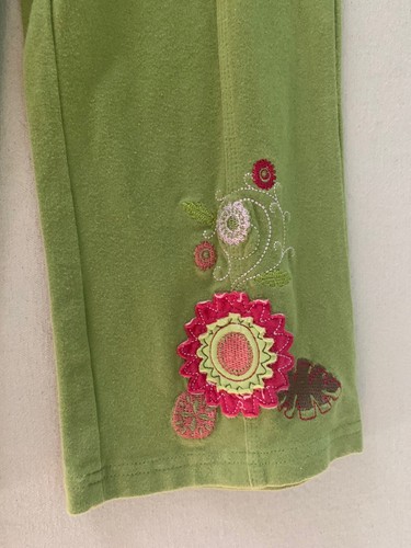 C’est La Vie 2-piece Girls Sz 8 Green Flower T-Shirt & Green Embroider Pants - Picture 8 of 12